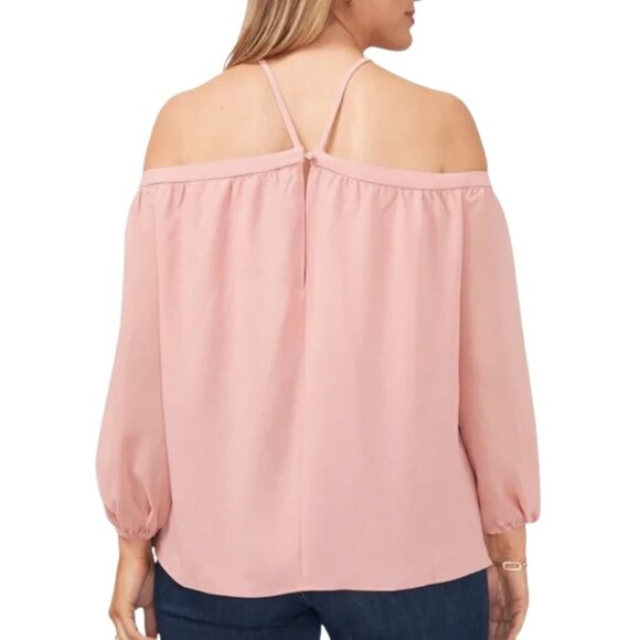 NWT 1. State Halter Off Shoulder Bubble Sleeve Top in Blush Pink Sz. 3X - Picture 2 of 2